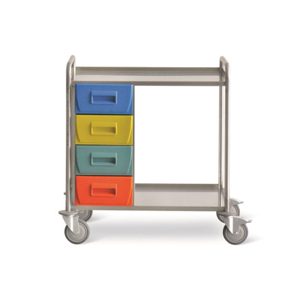 CARRELLO IN ACCIAIO INOX CON CASSETTI IN TECNOPOLIMERO